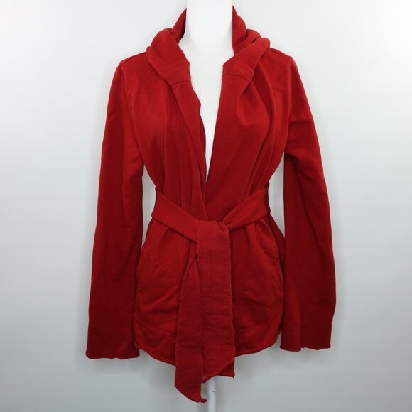Lucky Brand Wrap Jacket Jingo Kimono Hoodie Red Jersey Knit Red - Picture 15 of 15